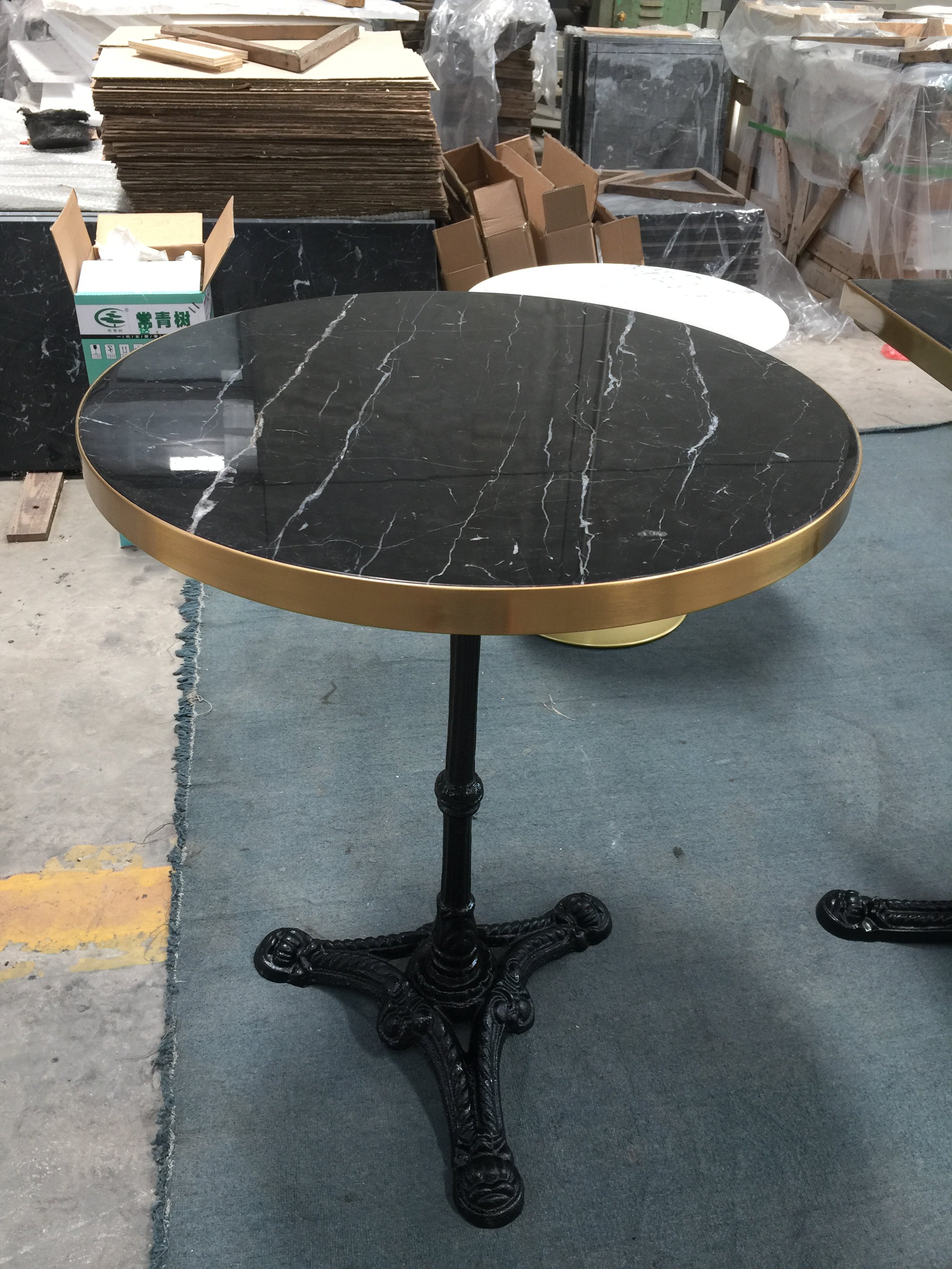 Lifepursue black/gold Marble top with metal edge with Cast iron Bistro garden table