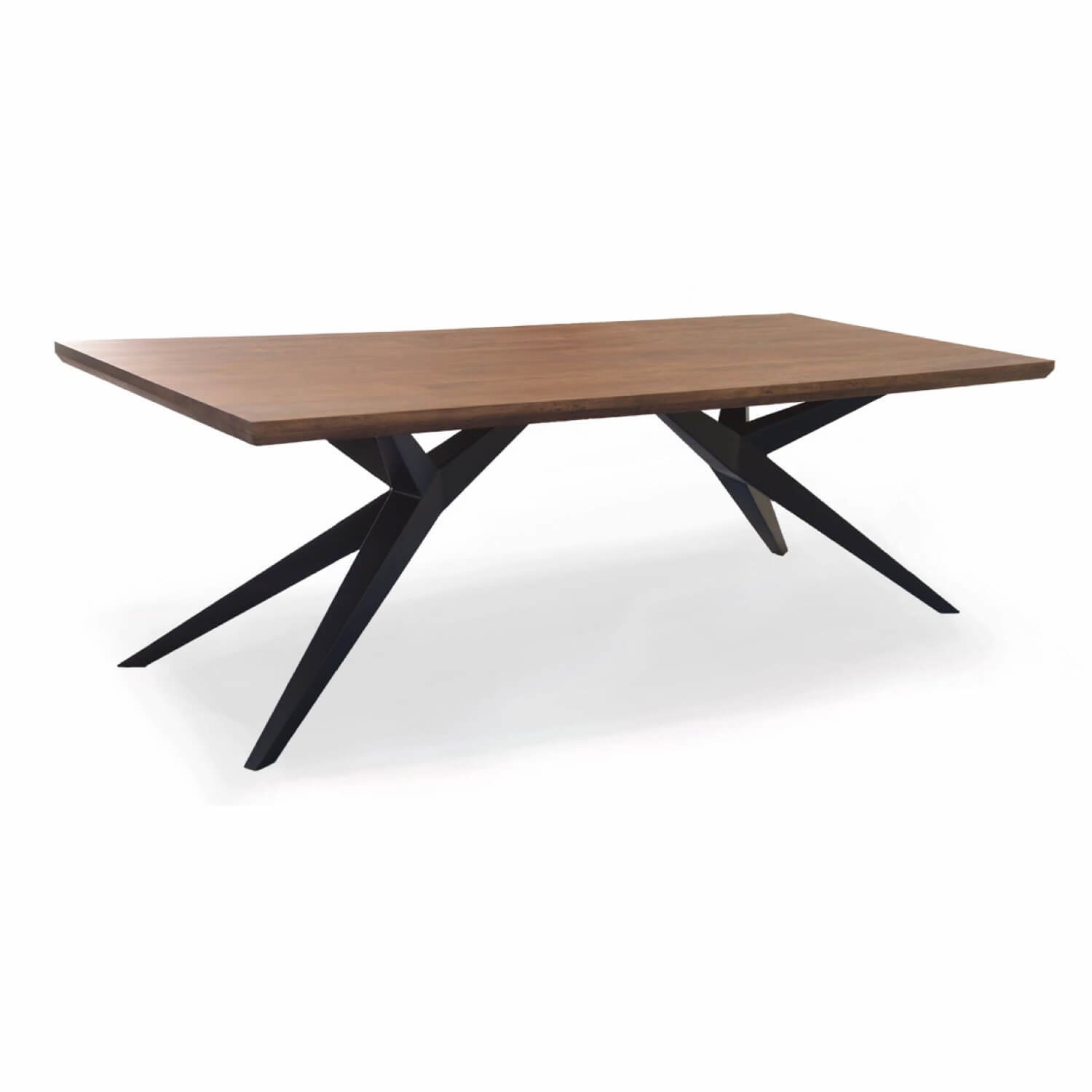 Iron And Wooden Industrial Acacia Live Edge Slab Dining Table With Black Airloft legs 6 Seater Dining Set
