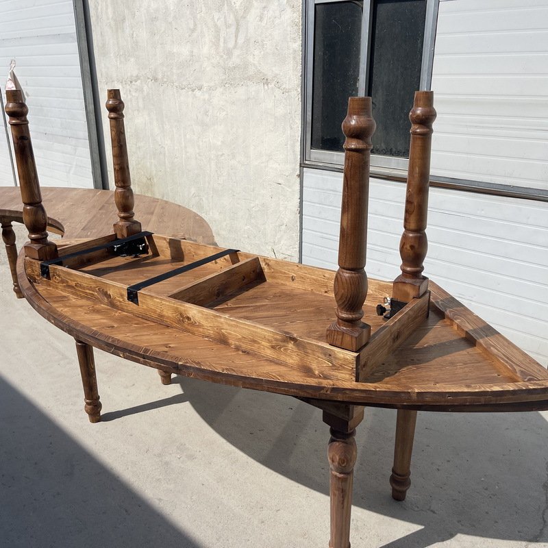 High Quality Best Sale Wooden Modern Pine Wood Dining Farm Serpentine Table