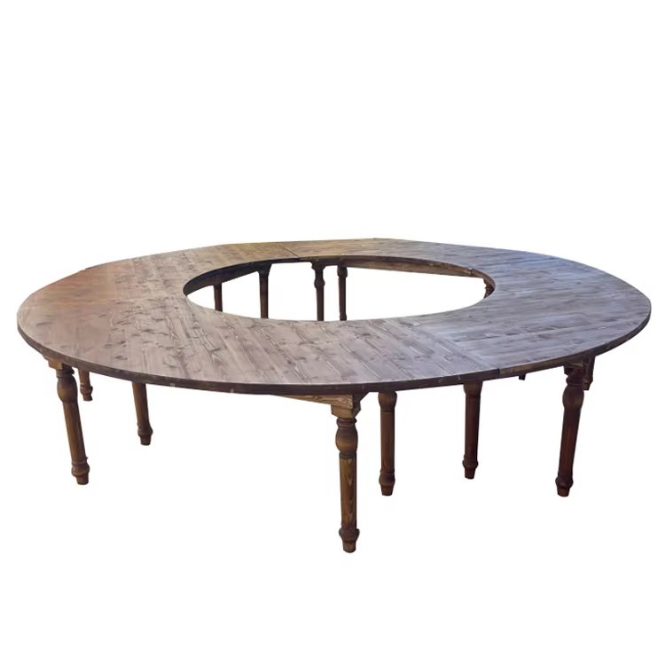 High Quality Best Sale Wooden Modern Pine Wood Dining Farm Serpentine Table