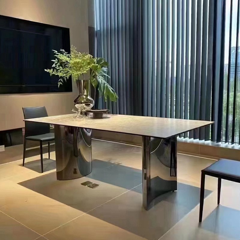 Modern Luxury Dining Table Set Elegant China Sintered Stone Includes 8 Chairs-for Home Furniture Dining Room Use