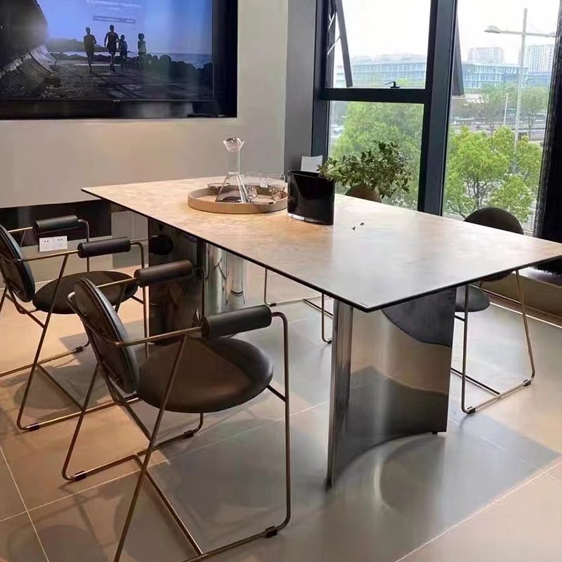 Modern Luxury Dining Table Set Elegant China Sintered Stone Includes 8 Chairs-for Home Furniture Dining Room Use
