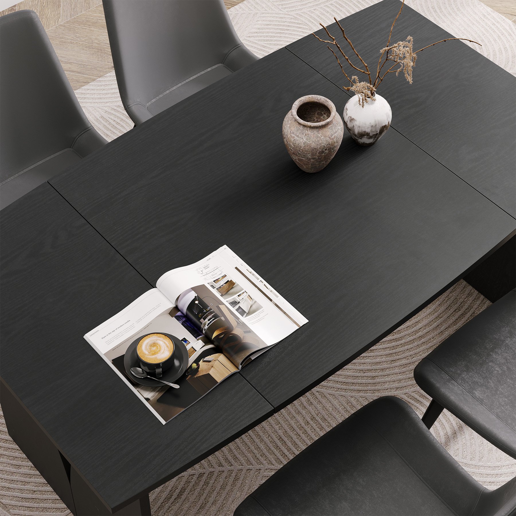 Tribesigns 63 Inch Dining Table for 4-6 People for Kitchen/ Dining Room/Living Room Black Industrial Dining Room Table