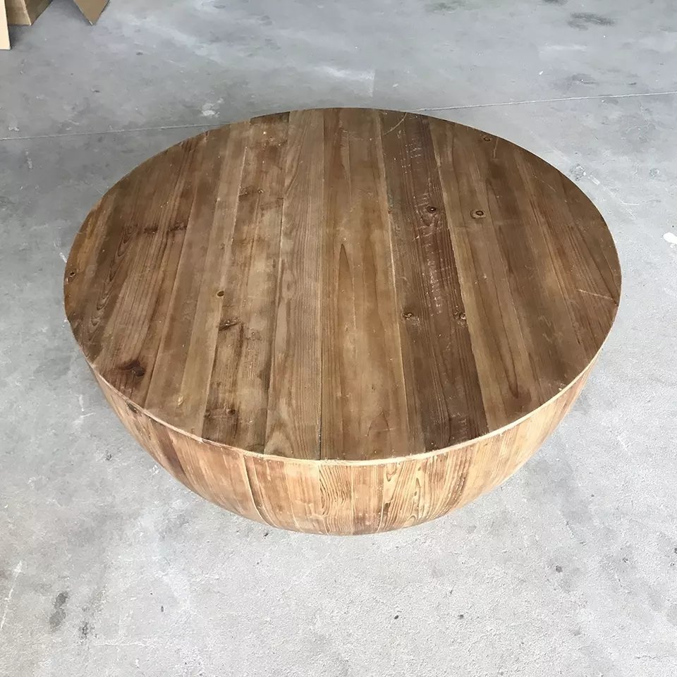MRS WOODS Vintage Style Design Round Luxury Reclaimed Solid Wood Coffee Table For Hotel Events