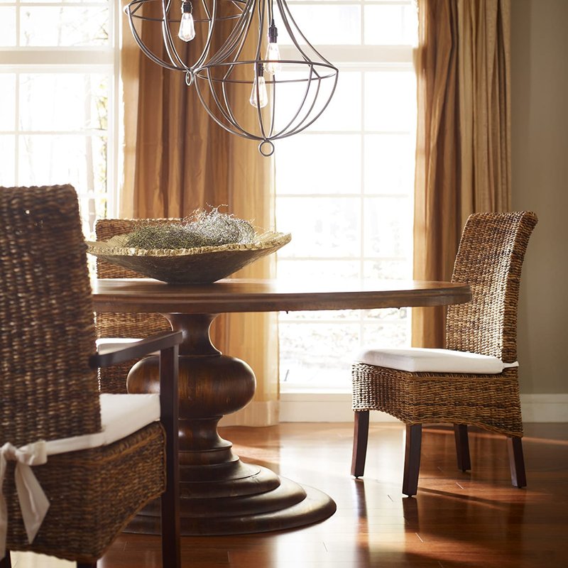 MRS WOODS Luxury French Country Classic Style Reclaimed Wedding Rental Hotel Solid Pedestal Wood Round Dining Table