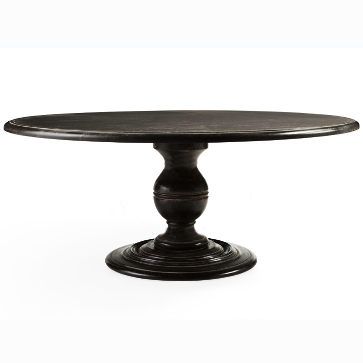 MRS WOODS Luxury French Country Classic Style Reclaimed Wedding Rental Hotel Solid Pedestal Wood Round Dining Table