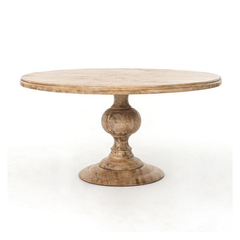 MRS WOODS Luxury French Country Classic Style Reclaimed Wedding Rental Hotel Solid Pedestal Wood Round Dining Table