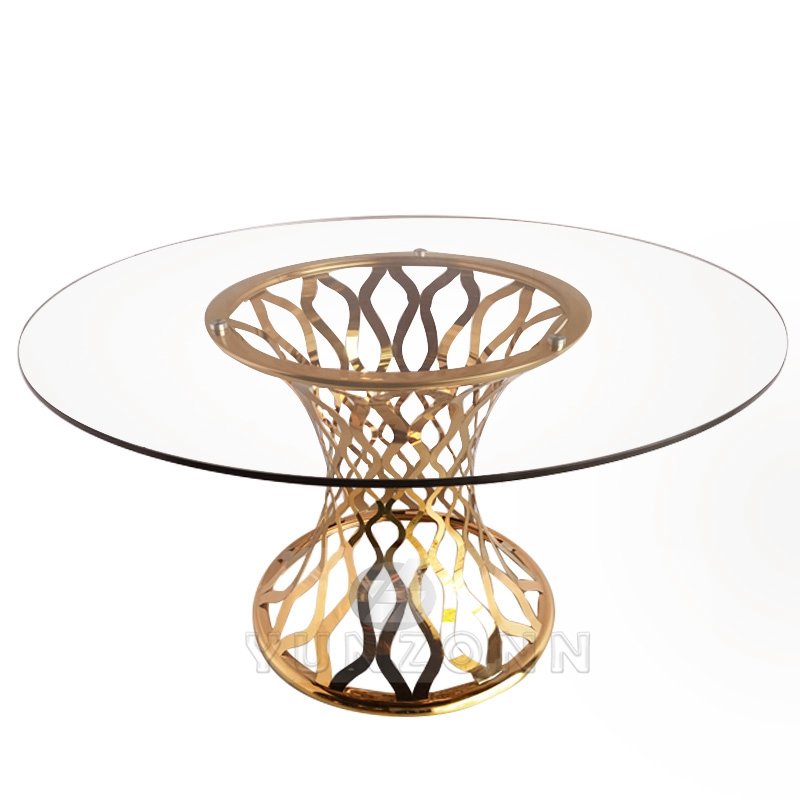 Luxury Stainless Steel Frame Hotel Furniture Elegant Durable Banquets Dining Outdoor Weddings Modern Style Tables Restaurants