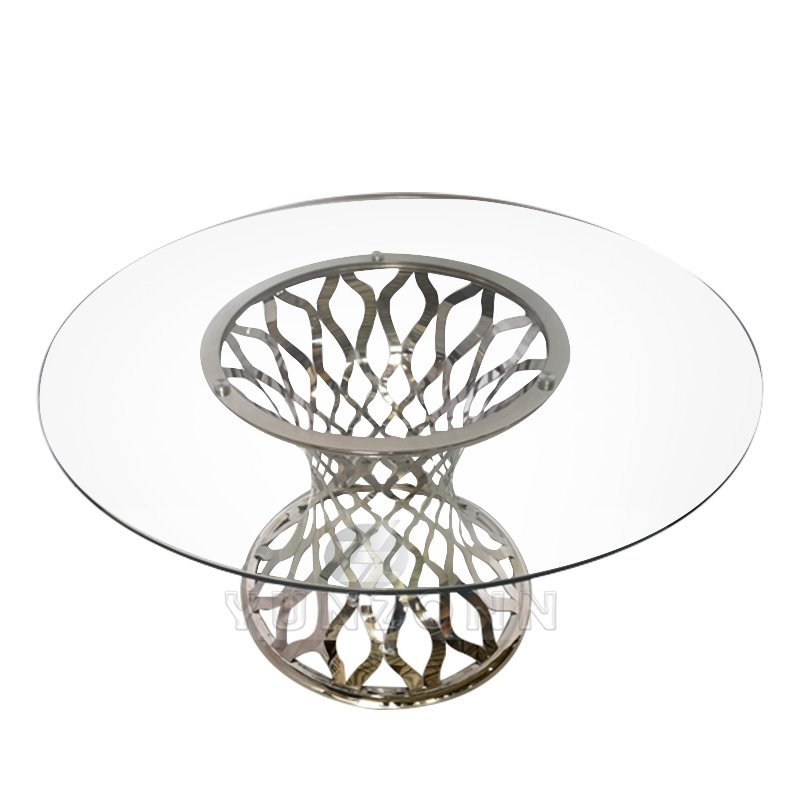 Luxury Stainless Steel Frame Hotel Furniture Elegant Durable Banquets Dining Outdoor Weddings Modern Style Tables Restaurants