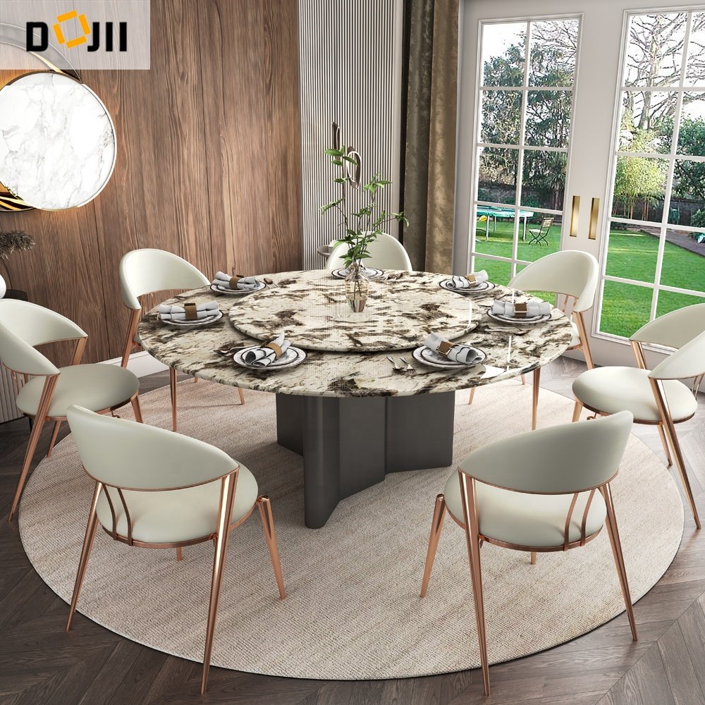 Nordic Light Luxury Modern round Dining Table Simple Marble Top for 6-8 People minimalist Home Furniture for Apartment Villa Use