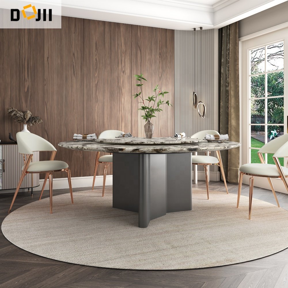 Nordic Light Luxury Modern round Dining Table Simple Marble Top for 6-8 People minimalist Home Furniture for Apartment Villa Use