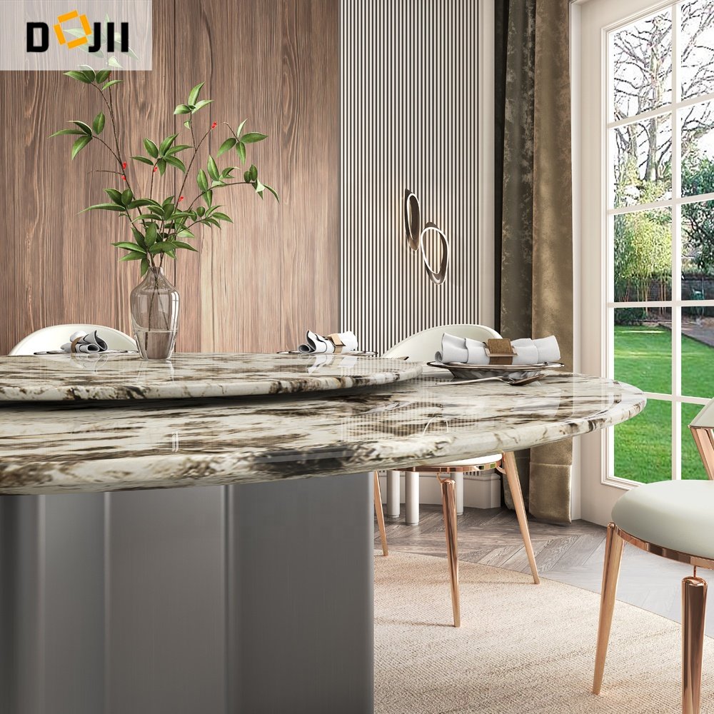 Nordic Light Luxury Modern round Dining Table Simple Marble Top for 6-8 People minimalist Home Furniture for Apartment Villa Use