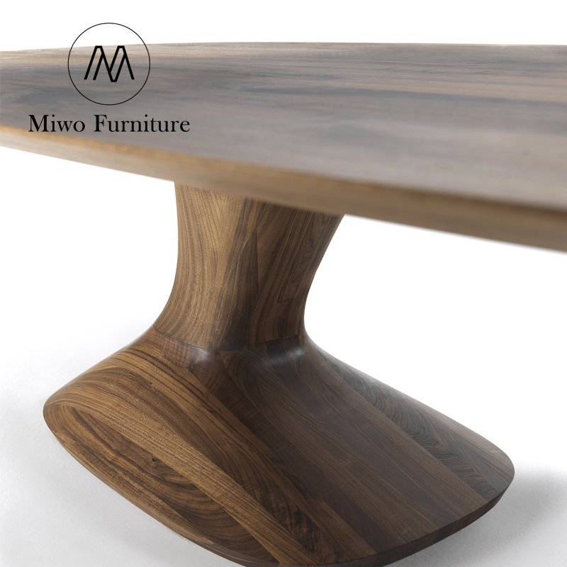 Nordic custom furniture Modern black walnut home vintage solid wood dining room table and chair 6 8 seats combination oval table
