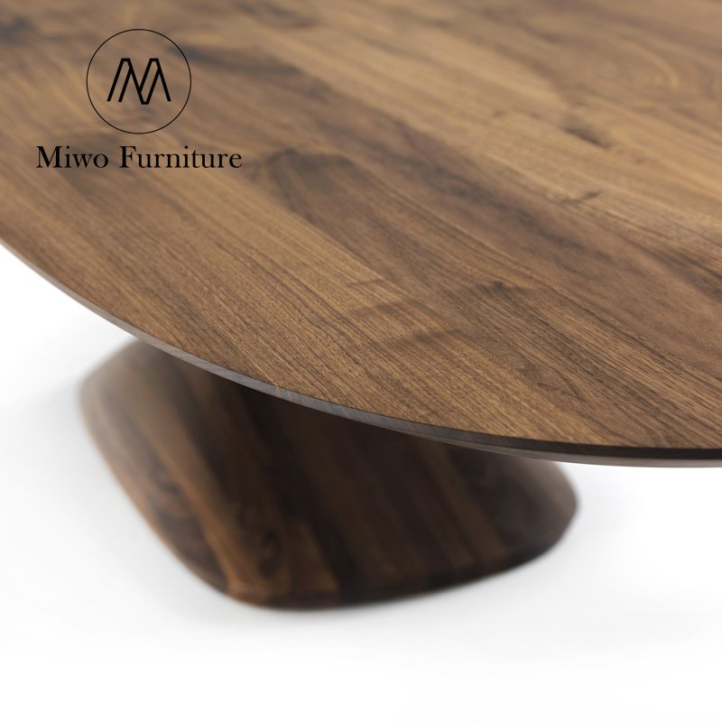 Nordic custom furniture Modern black walnut home vintage solid wood dining room table and chair 6 8 seats combination oval table