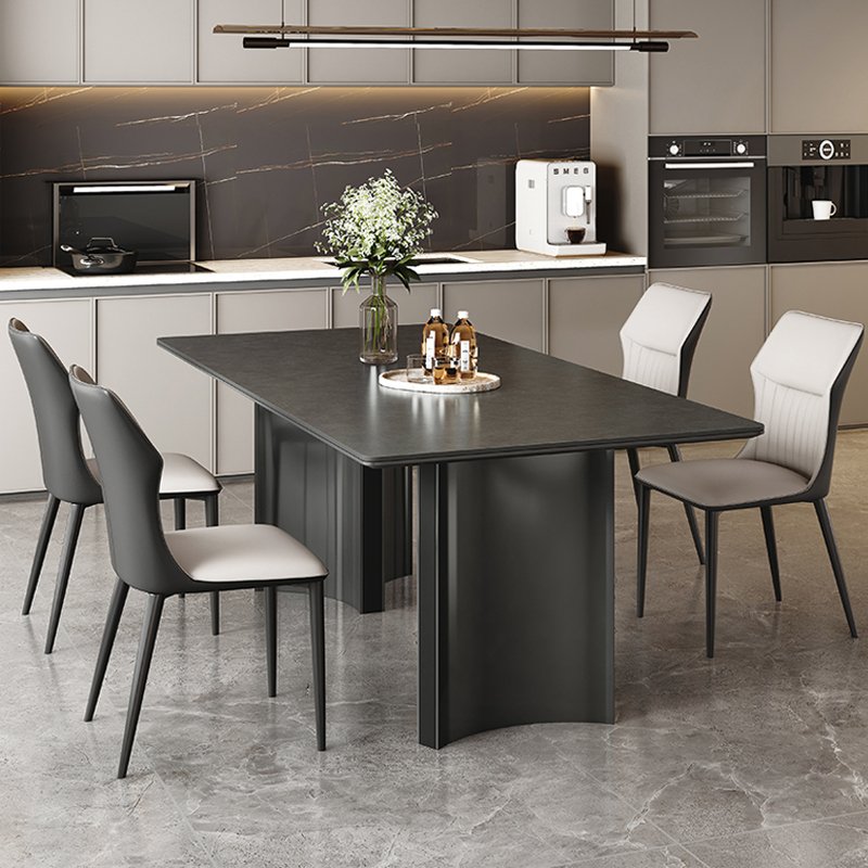 Rectangular dining table set with chairs Black light luxury dining table Kitchen living room hotel furniture