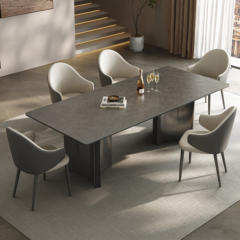 Rectangular dining table set with chairs Black light luxury dining table Kitchen living room hotel furniture