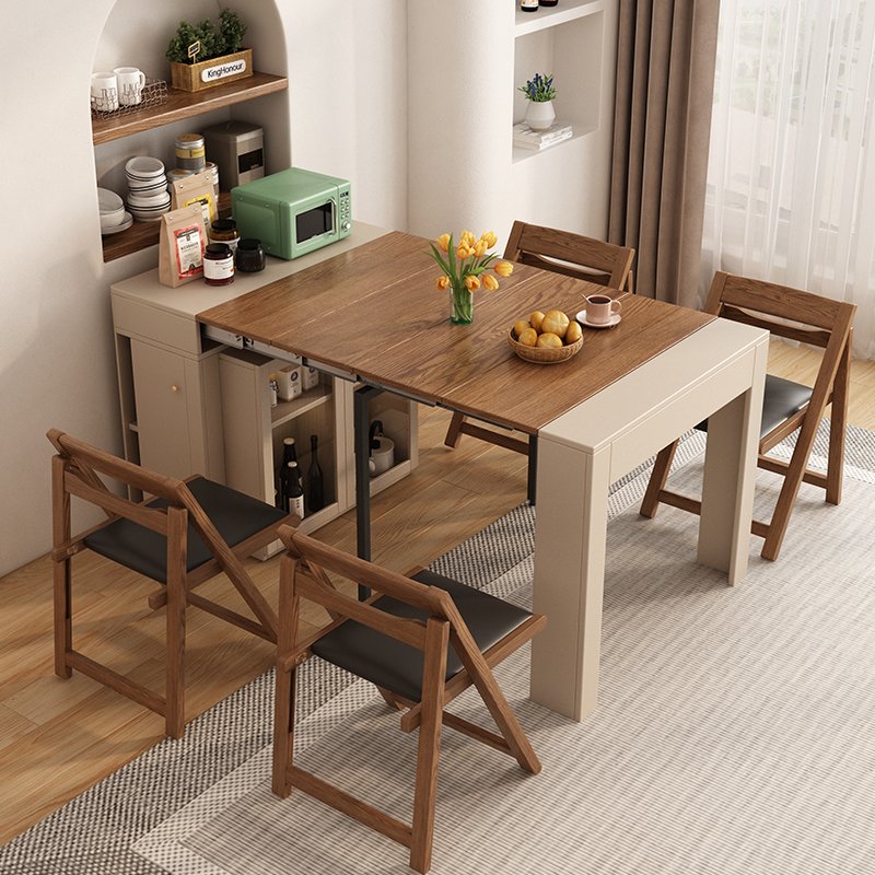 Home Fashion Extendable Table Wood Storage Design MDF Table With Chair Console Corner Living Room Dining Table set