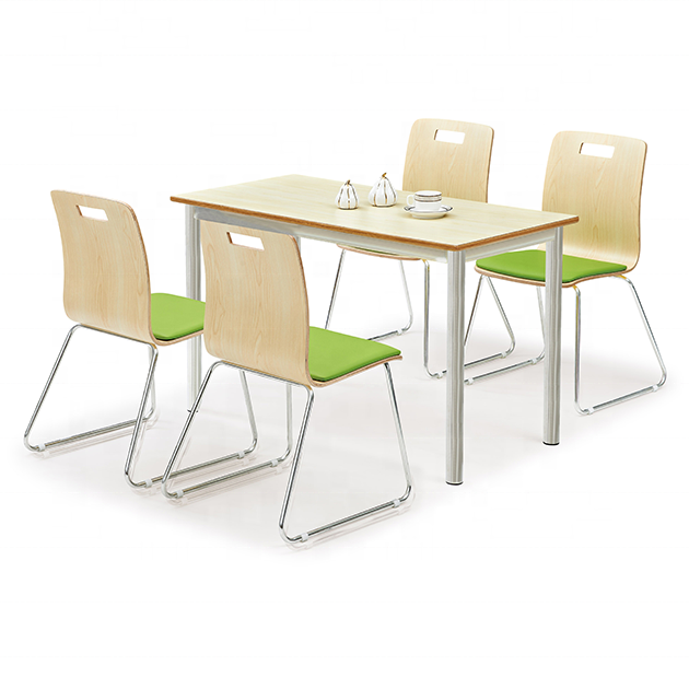 Modern Style Cafeteria Furniture Laminate Metal Frame Wood Plywood Commercial Table with Iron Leg