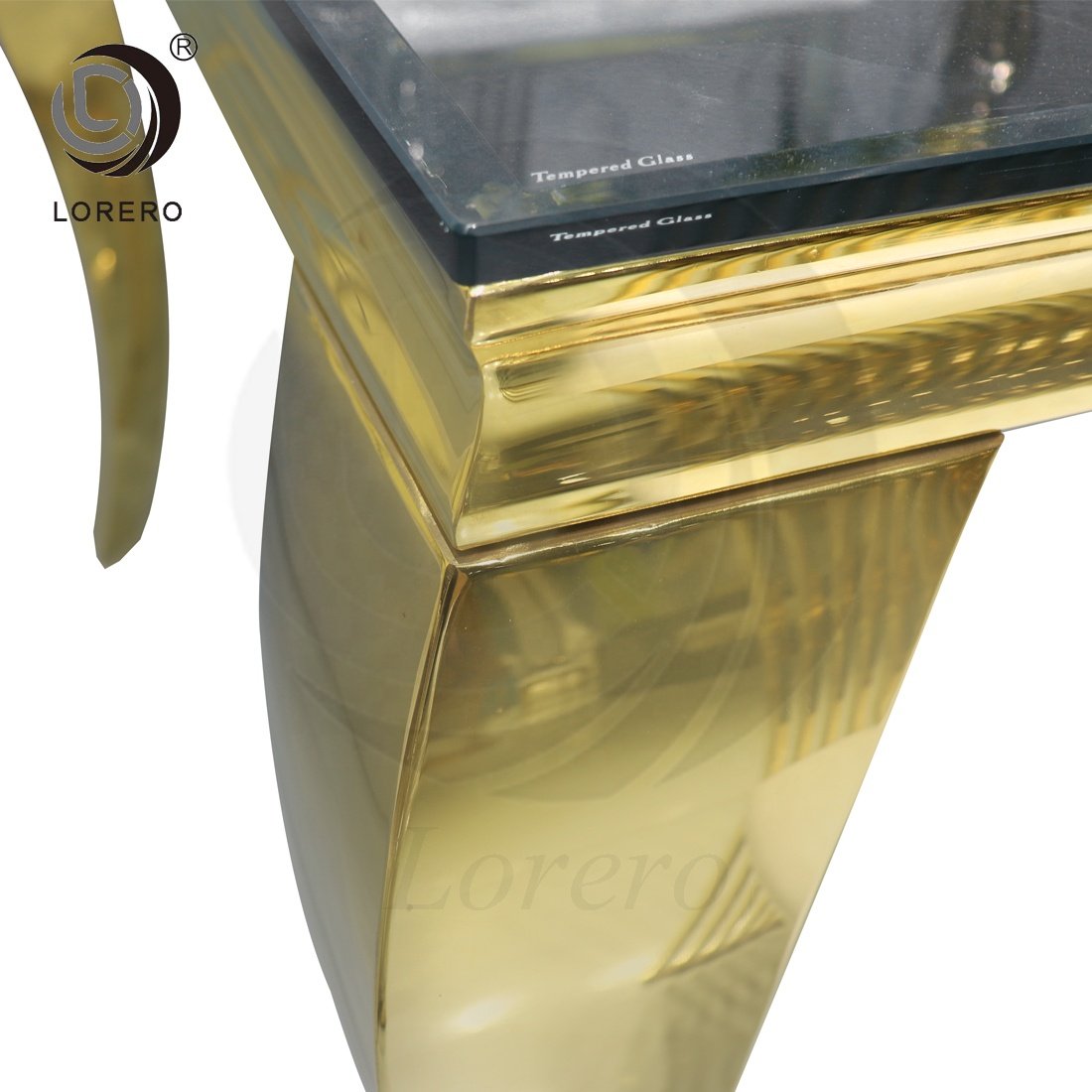 Hotel Luxury Event furniture gold rectangular metal stainless steel wedding dining table