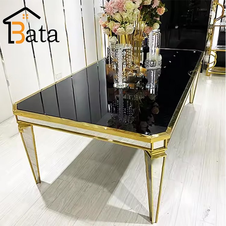 Wholesale wedding party supplies mirror glass modern tables for events