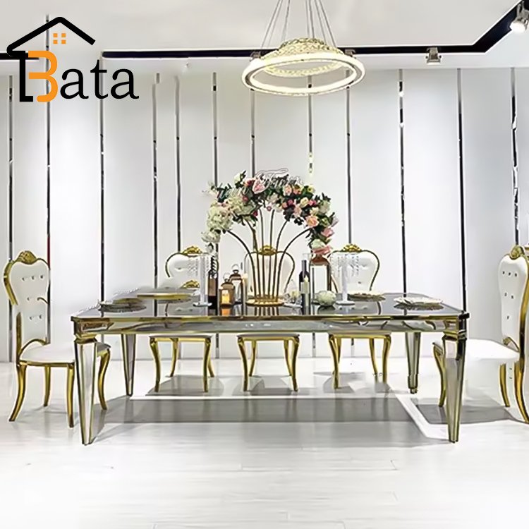 Wholesale wedding party supplies mirror glass modern tables for events
