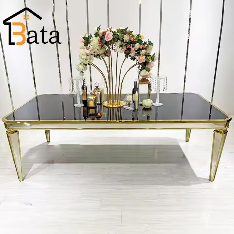 Wholesale wedding party supplies mirror glass modern tables for events