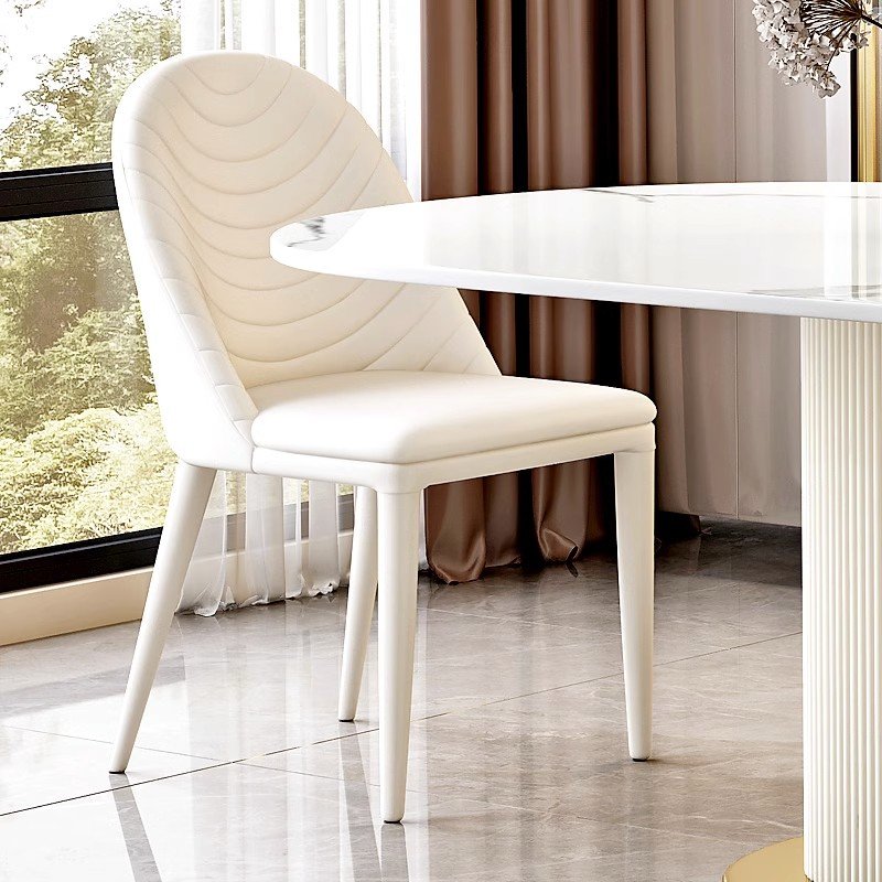 Italian minimalist cream style light luxury Round Table Rock board dining table and chair combination Round Rock board table