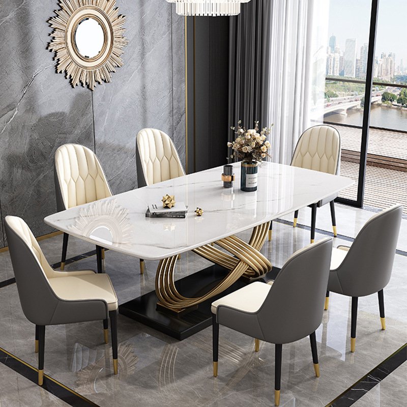Luxury Modern Marble Texture Restaurant Home Furniture Dinning Table Set