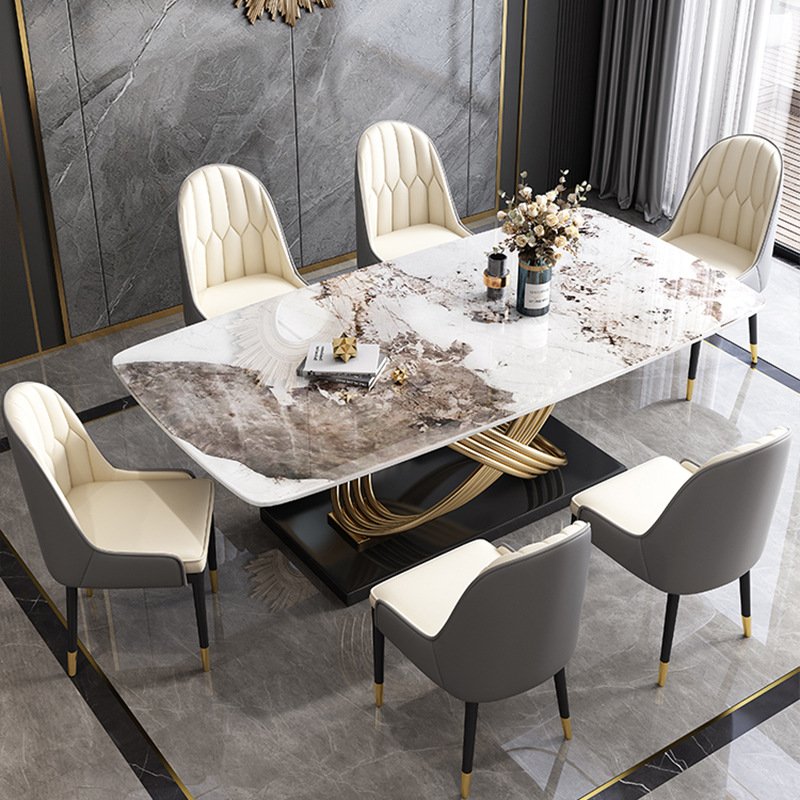 Luxury Modern Marble Texture Restaurant Home Furniture Dinning Table Set