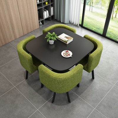 Minimalist Reception Restaurant Cafe Table And Chairs Square 4-Seater Space Saving Home Furniture Dining Table Set