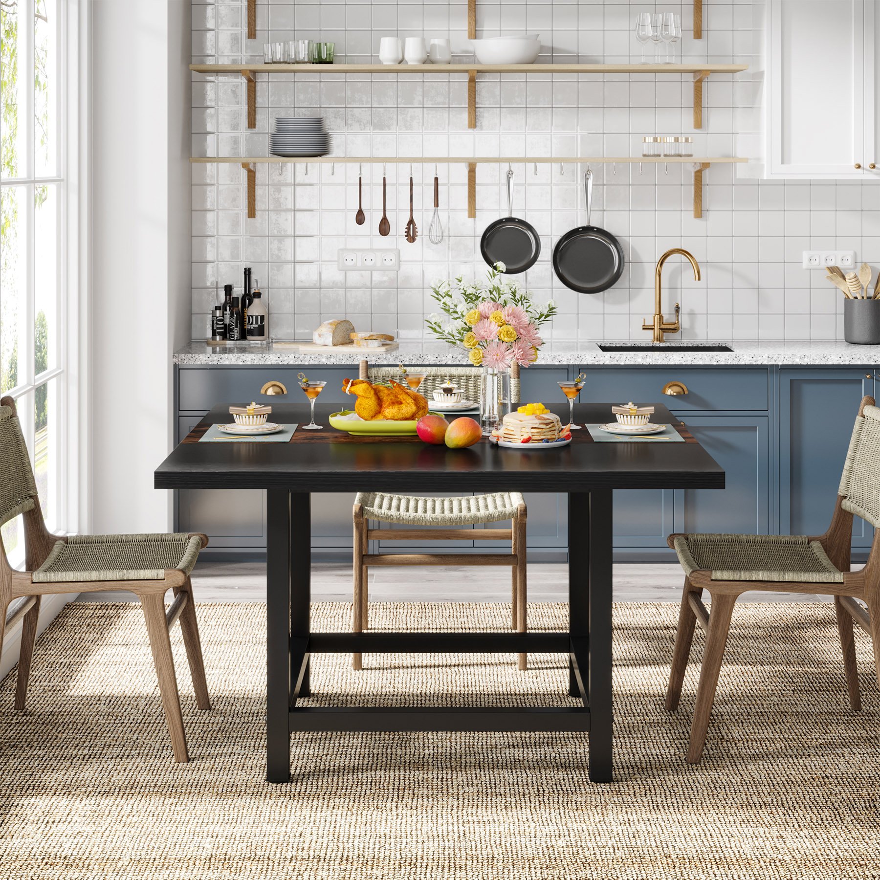 Small Home Office Furniture Kitchen Rustic Square Dining Room Tables for 4