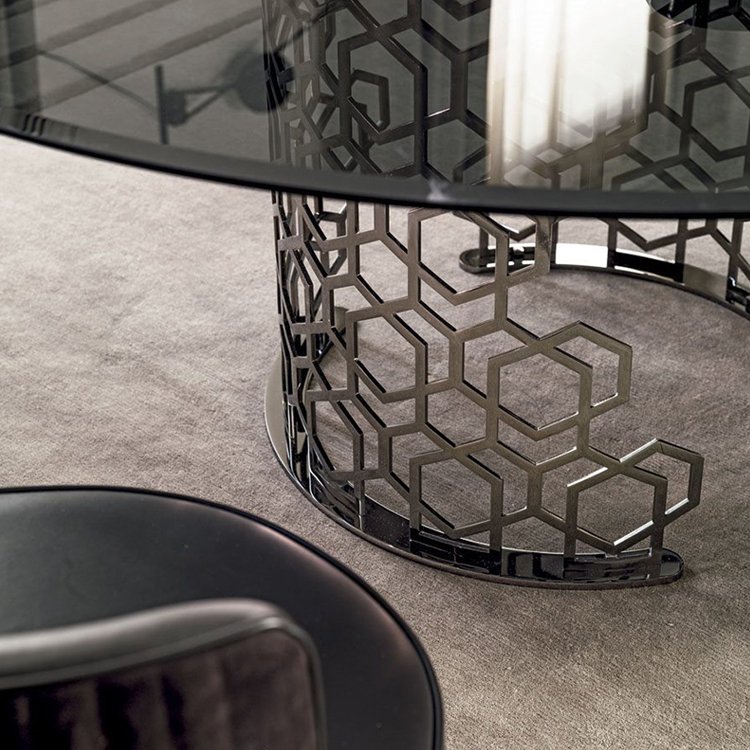 Home kitchen tempering glass stainless steel Meja Makan modern round marble dining table with lazy susan