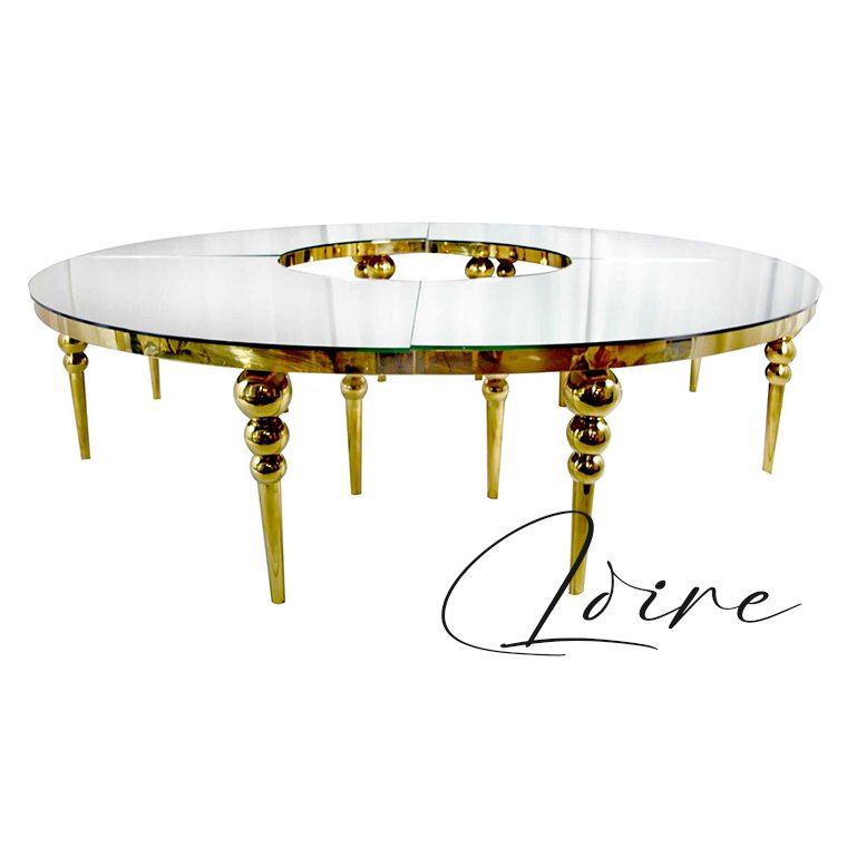 Design wedding tables s shape half moon dining table gold serpentine optional glass top for events