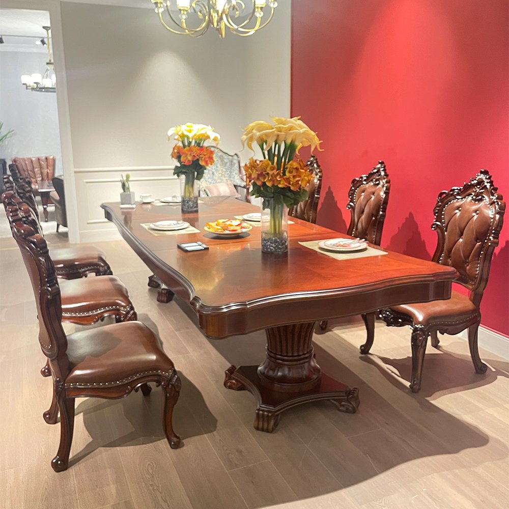 narrow American style long dining room tables classic luxury wood 3m extra long dining tables
