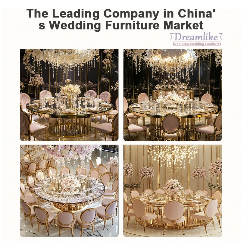One-stop supplier Dreamlike Wedding Furniture Stainless Steel Wedding Table with Glass Crystal for Hotel Event Tables
