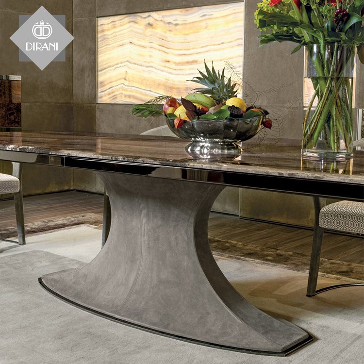 Luxury metal dining table unique shape dining table designs marble top dining table and chair sets