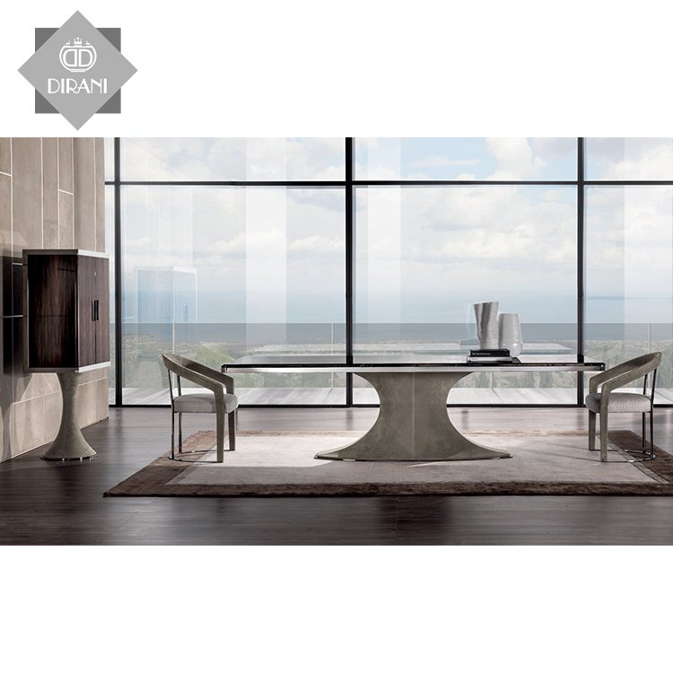 Luxury metal dining table unique shape dining table designs marble top dining table and chair sets
