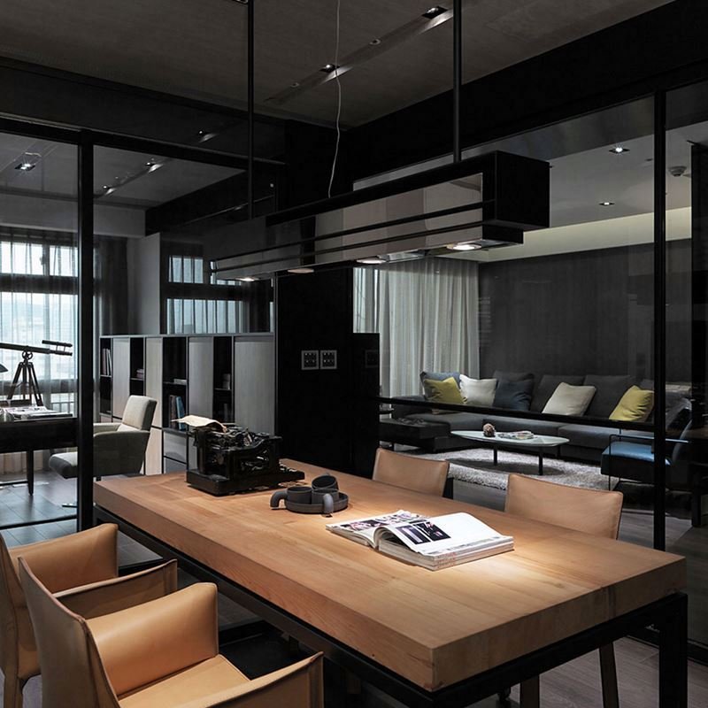 Hotel Furniture Black Metal Iron Base Dining Table Set Wooden For Home Restaurant