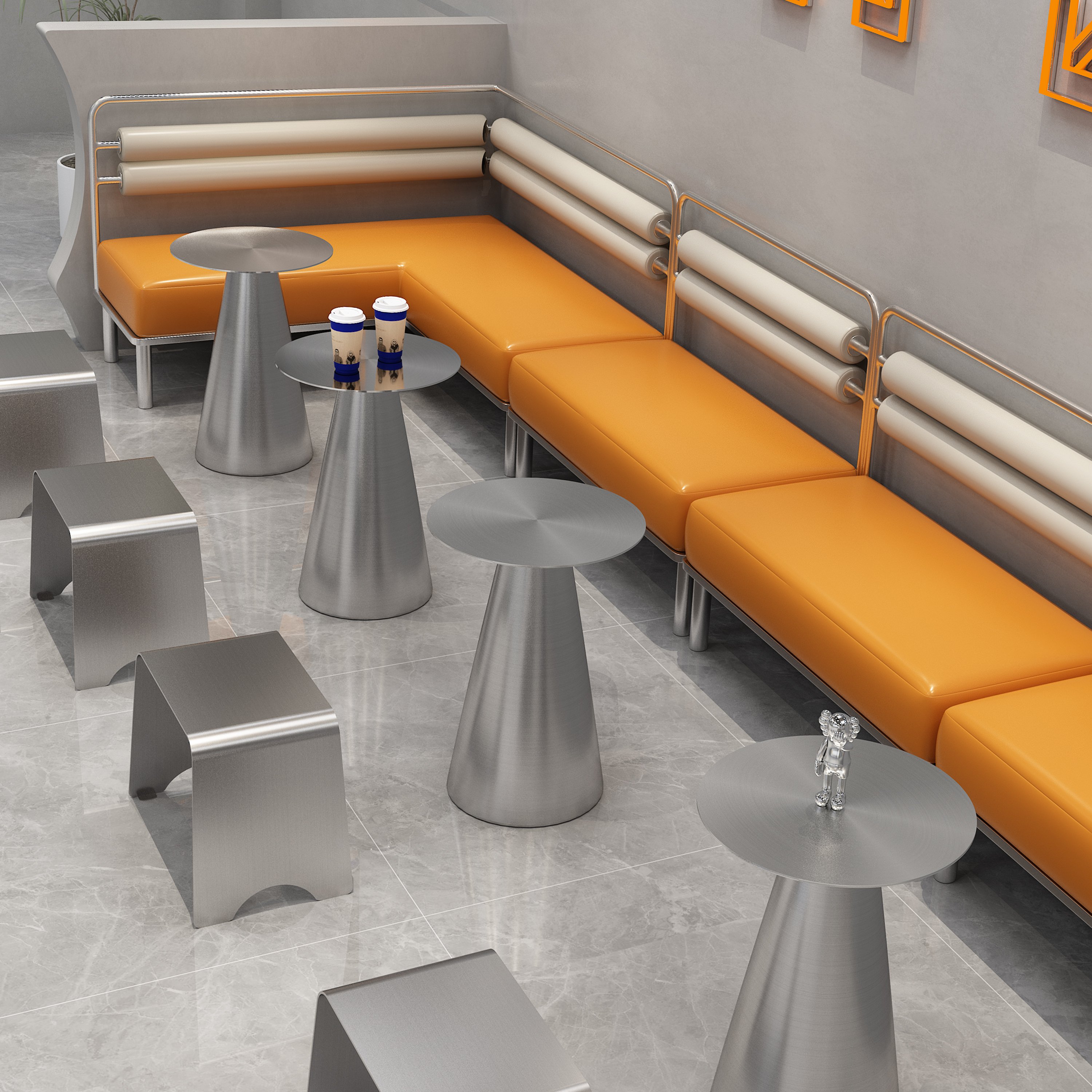 Cheap Made China Anti-Corrosirestaurant Furniture Quality Unique Shape For Commercial Use Stainless Steel Round Table