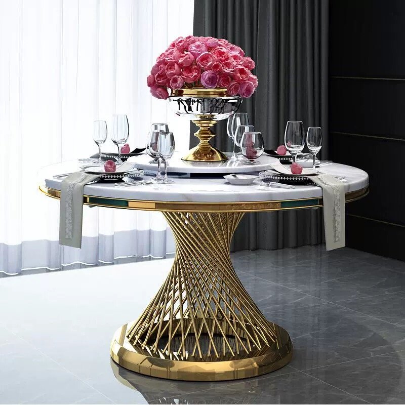 SHIMU Wholesale luxury designs hotel banquet event wedding table and chair stainless steel wedding dining tables