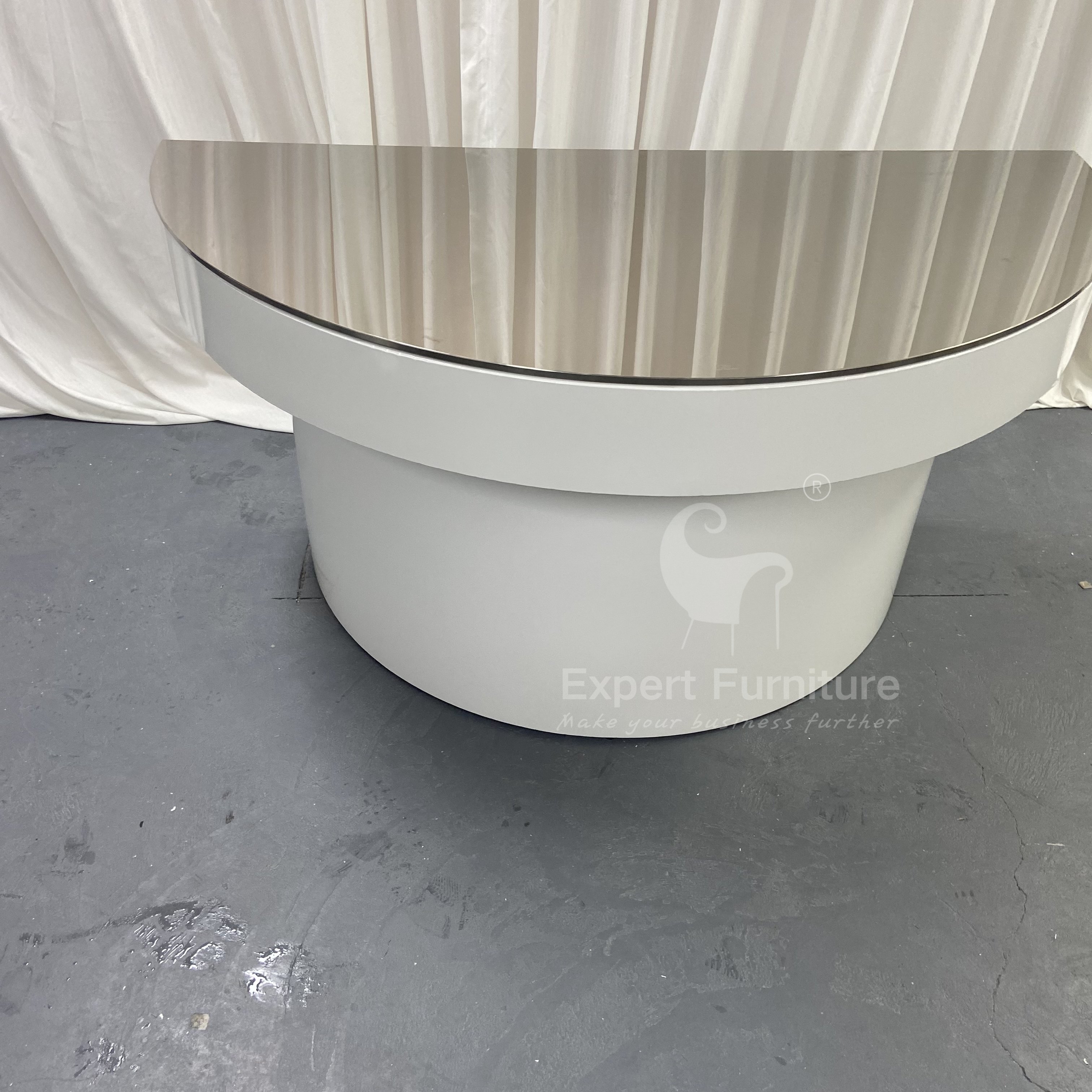 Wedding events decorative stainless steel half moon table