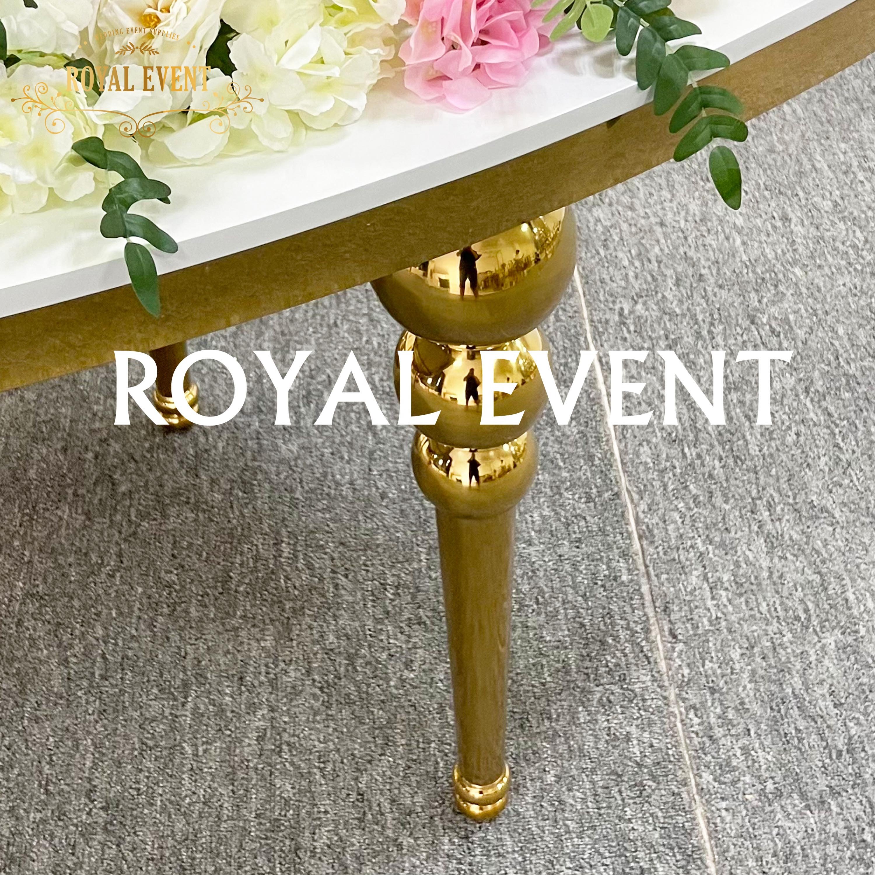 Hot sale moon wedding table for bride and groom Stainless Steel half round Dining Table golden hotel dining table for event