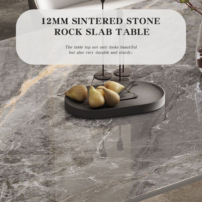 Modern Italian Simple Furniture Set Light Luxury Stainless Steel Natural Marble Rectangular Table Dining Room Kitchen