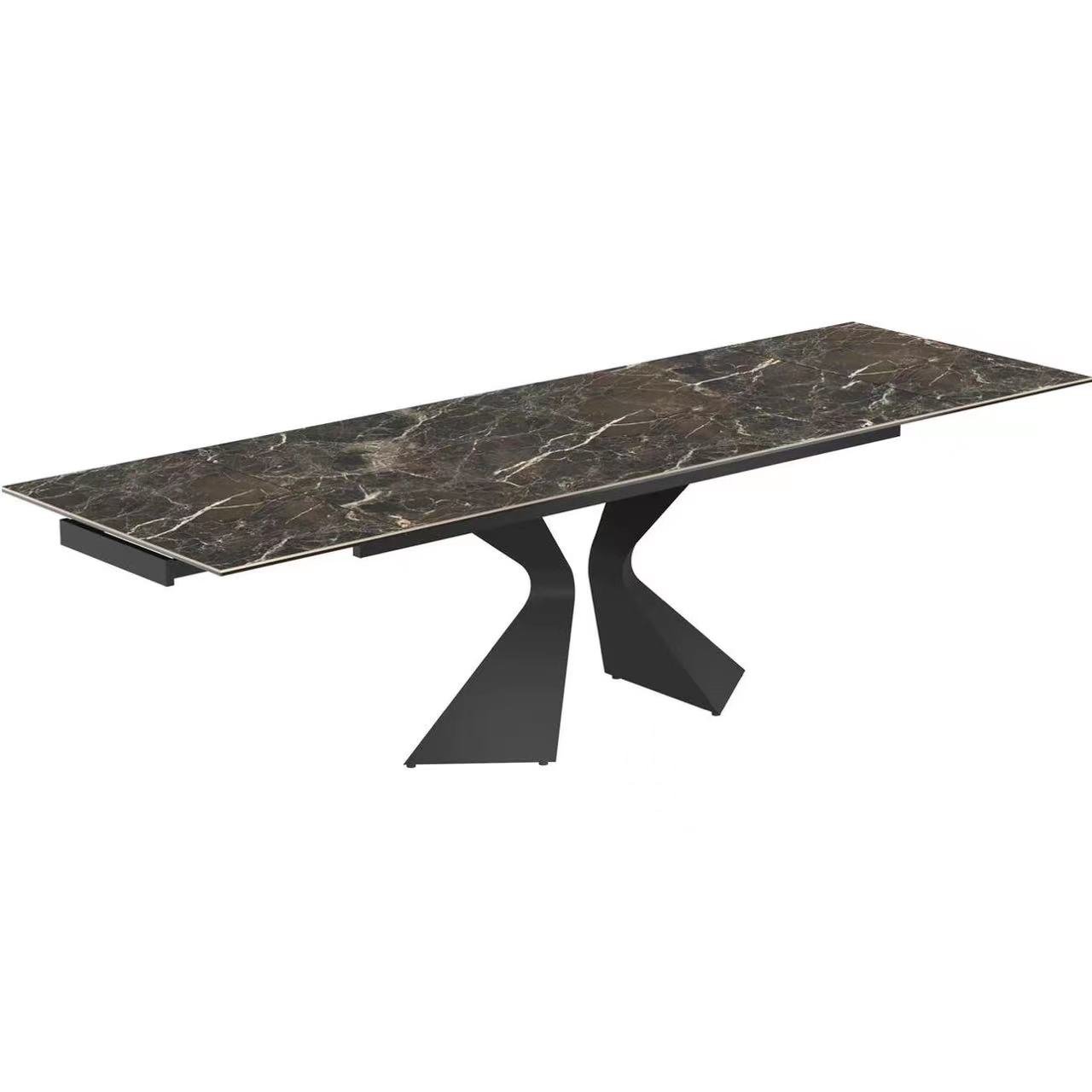 Antique Italian Marble Stone Texture Live Edge Foldable Dinning Dining Table Expandable Ceramic Dining Table