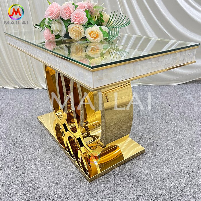 wedding stainless steel clear glass table