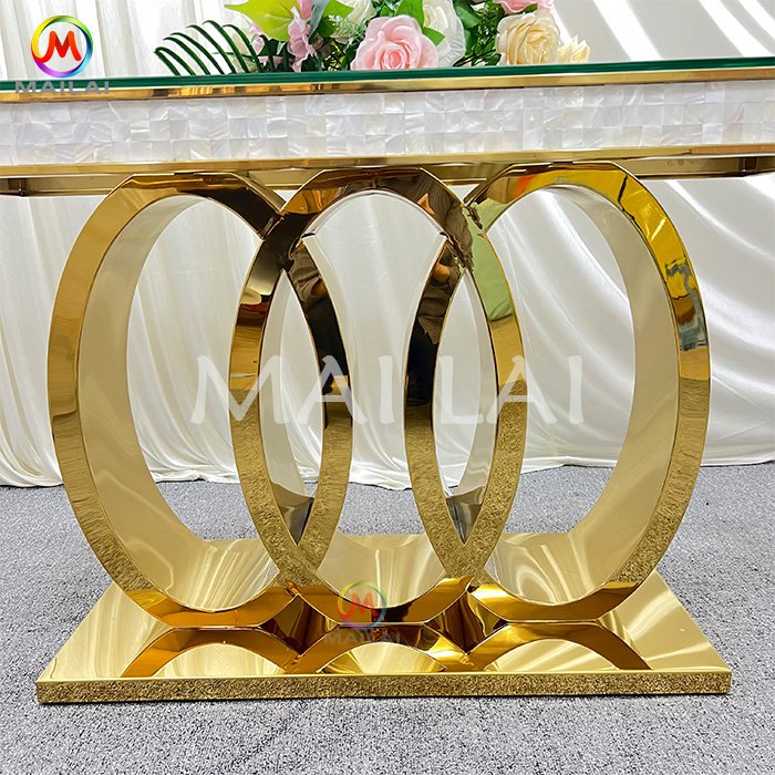 wedding stainless steel clear glass table