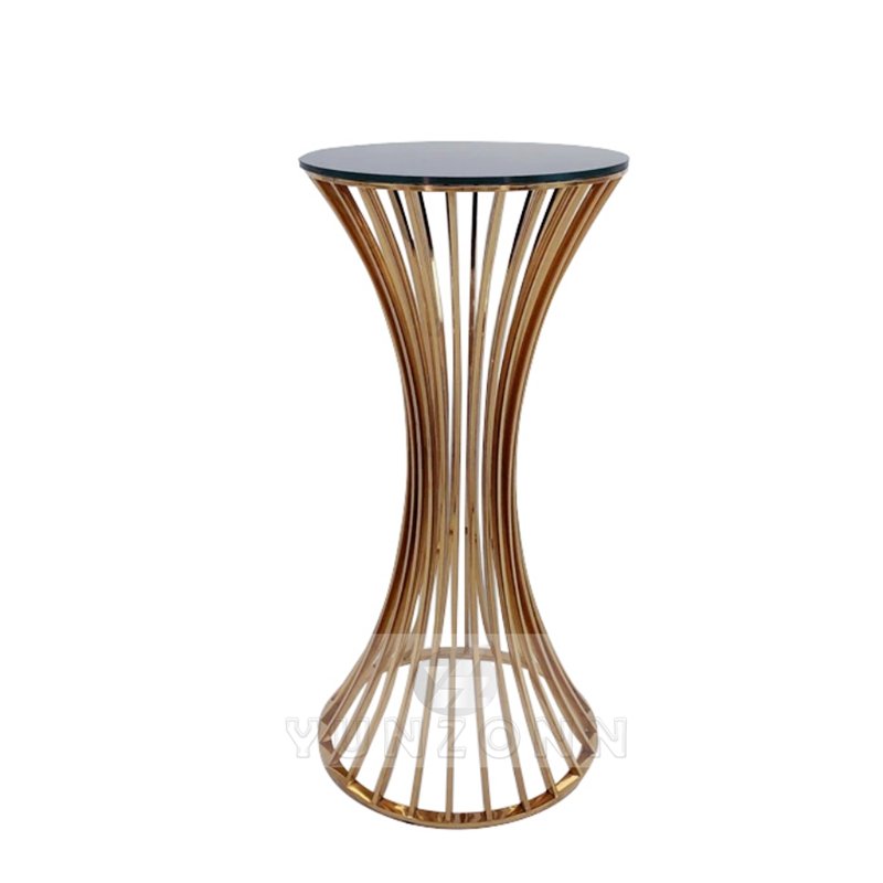 Modern Luxury Gold Stainless Steel High Tea Table round Tempered Glass Top Dining Living Room Metal Center Coffee Bar Table