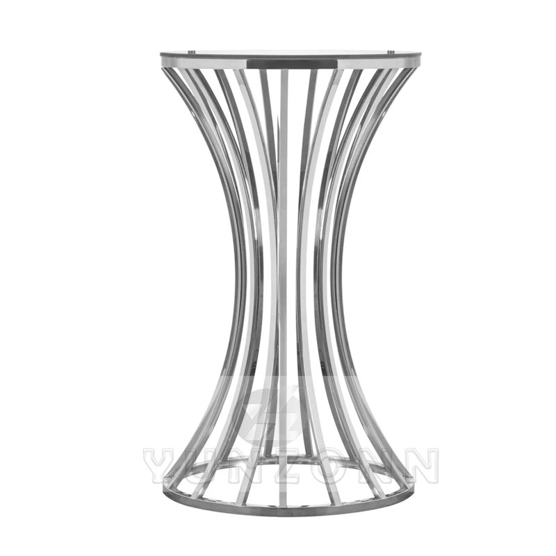 Modern Luxury Gold Stainless Steel High Tea Table round Tempered Glass Top Dining Living Room Metal Center Coffee Bar Table