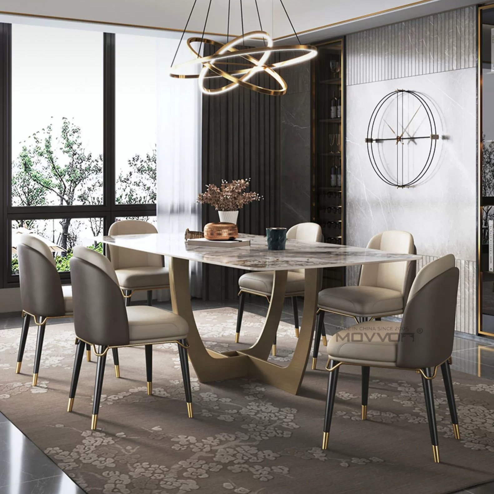 Wabi-sabi style Nordic light luxury design dining table