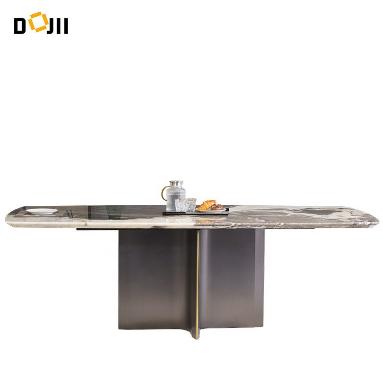 Modern Marble Top Dinning Table Set Custom 4-6 Chairs Home Furniture Factory Wholesale Metal Dining Room Furniture Customizable